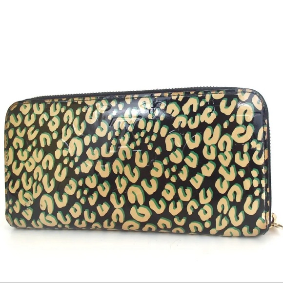 AUTH Louis Vuitton LV Vernis Long Zip Leopard Wallet - Picture 2 of 9